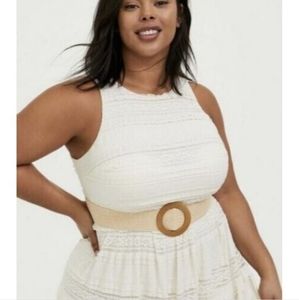 New Torrid Cream Maxi Boho Dress With Featured Belt Size 20